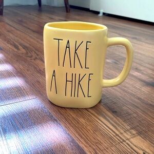 Rae Dunn Yellow Take A Hike Mug NWOT